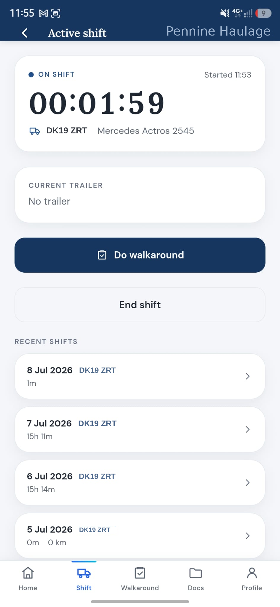 Axis Driver — daily walkaround on a phone